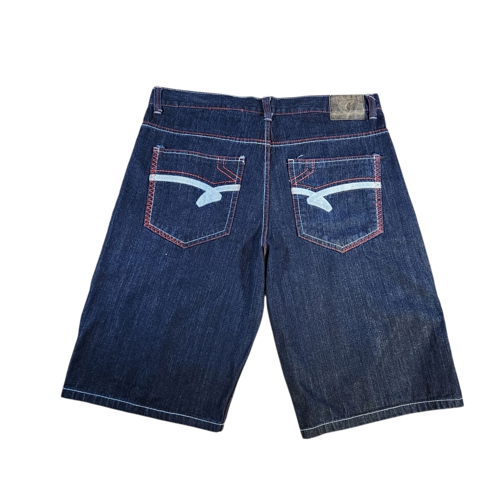 Corked Baggy Loose Jean Shorts Mens 38 Y2K Skater Denim Red Stitch Streetwear